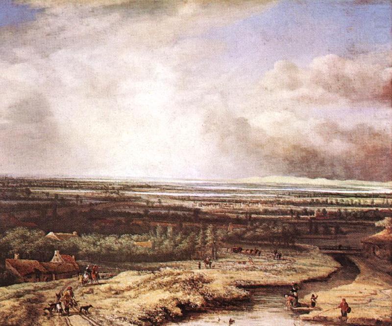 An Extensive Landscape with a Hawking Party, Philips Koninck